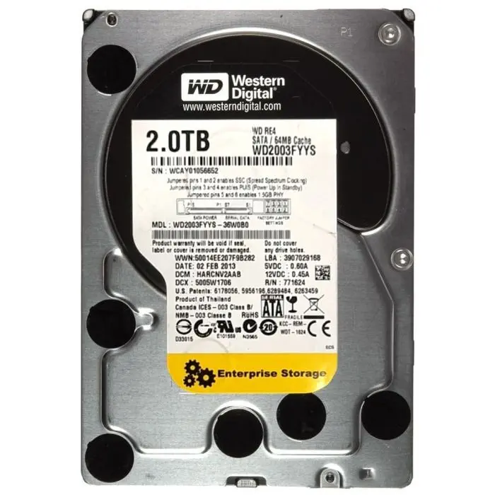 Dysk twardy WD 2TB 7.2K HDD SATA 3G 3.5" 512e 64MB WD2003FYYS-36W0B0
