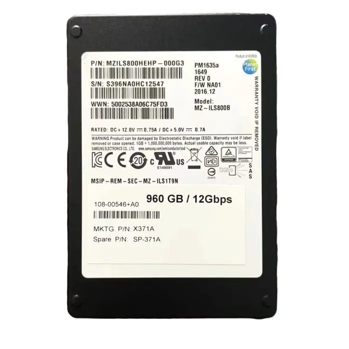 Hard drive Netapp 960GB SSD SAS 12G 2.5" TLC MZILS800HEHP-000G3