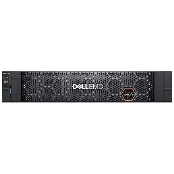 Storage array Dell PowerVault ME5024 with 2x1TB 7.2K SAS 12G 2.5", 4x25GbE SFP28 ISCSi, 2x PSU, rails