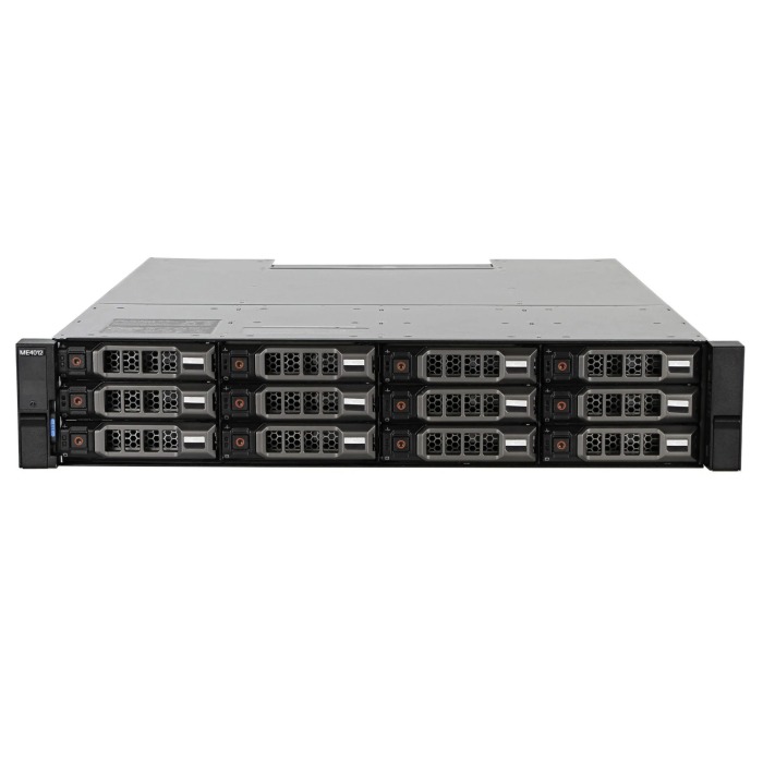 Dell PowerVault storage array ME4012 with 2x iSCSI (10GbE Base-T) controller, 2x 960GB SSD SAS, 2x 580W AC PSU, rails