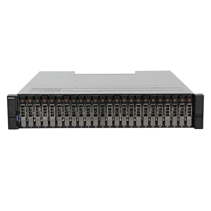 Dell PowerVault storage array ME4024 with 2x FC (10/16Gb) controller, 6x 1.92TB SSD SAS, 2x 580W AC PSU, rails, bezel