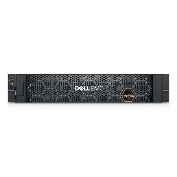 Dell PowerVault storage array ME5012 with 2x iSCSI (10/25GbE SFP28) controller, 6x 4TB HDD SAS, 2x PSU 580W, rails, bezel