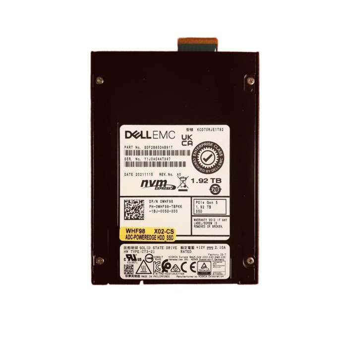 Dysk twardy Dell 1.92TB SSD NVMe PCIe 5.0x4 E3.S 3D TLC RI WHF98