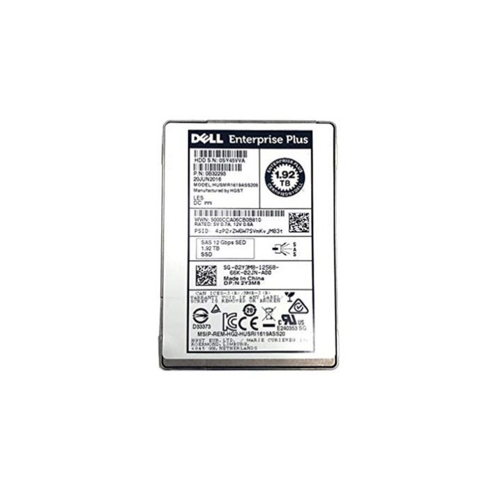 Dysk twardy Dell 1.92TB SSD SAS 12G 2.5" MLC 512e RI SED 2Y3M8