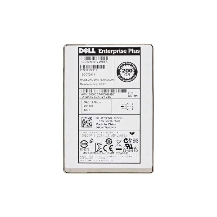 Dysk twardy Dell 200GB SSD SAS 12G 2.5" MLC 512 7MCNG