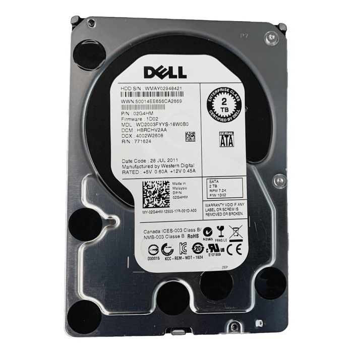 Dysk twardy Dell 2TB 7.2K HDD SATA 3G 3.5" 512n 64MB 2G4HM