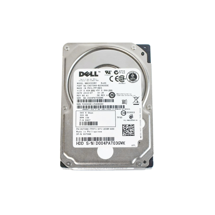 Dysk twardy Dell 300GB 10K SAS 6G 2.5 512n 16MB U706K