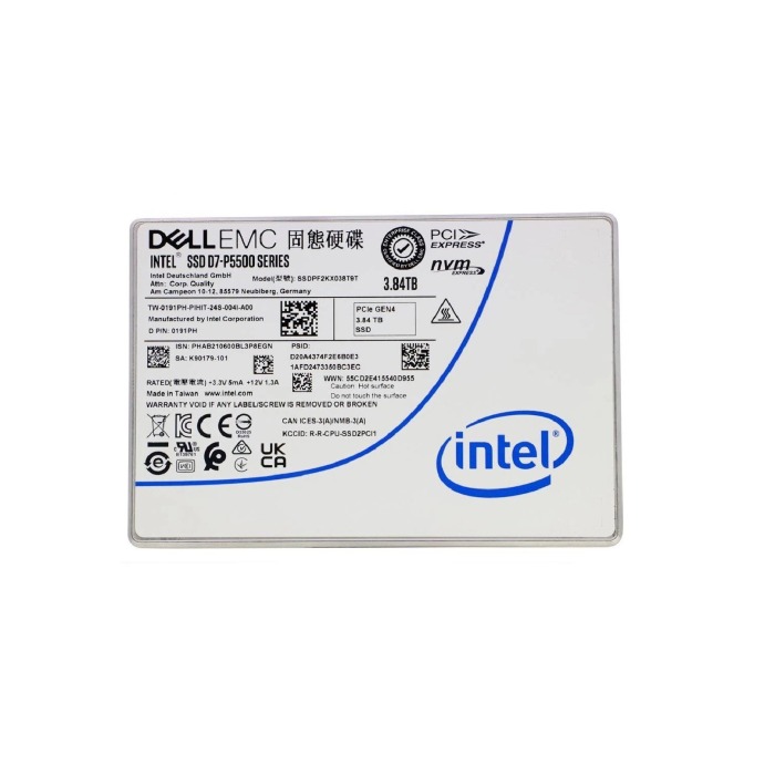 Dysk twardy Dell 3.84TB SSD NVMe PCIe 4.0x4 U.2 2.5" 3D TLC NAND RI 191PH