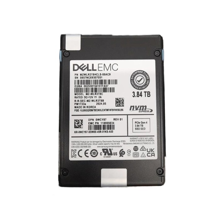 Dysk twardy Dell 3.84TB SSD NVMe PCIe 4.0x4 U.2 2.5" V-NAND TLC RI WCY87