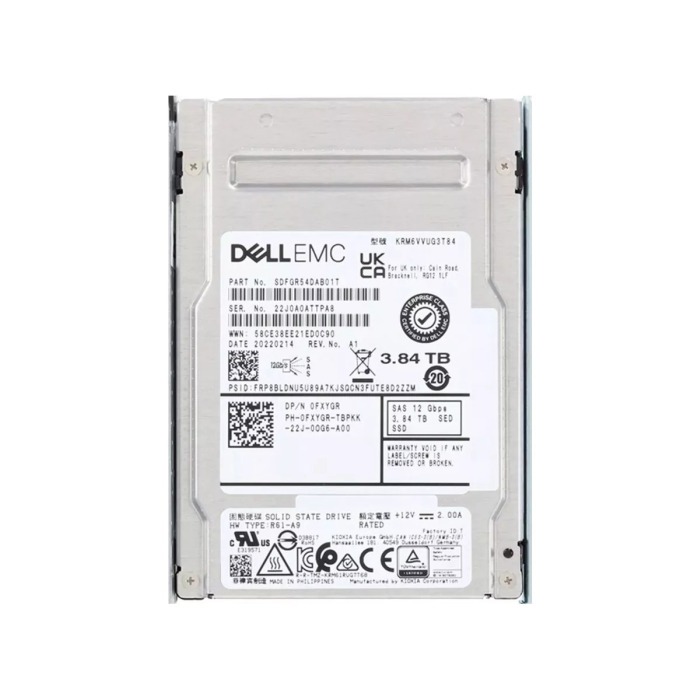 Dysk twardy Dell 3.84TB SSD SAS 12G 2.5" 3D TLC NAND MU AES-128 FXYGR
