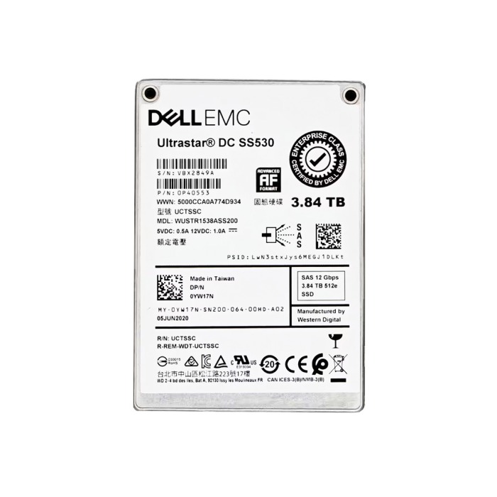Dysk twardy Dell 3.84TB SSD SAS 12G 2.5" TLC RI YW17N