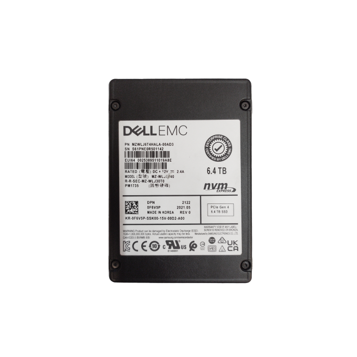 Dysk twardy Dell 6.4TB SSD PCIe NVMe 4.0x8 U.2 2.5" TLC MU AES-256 F6V5P