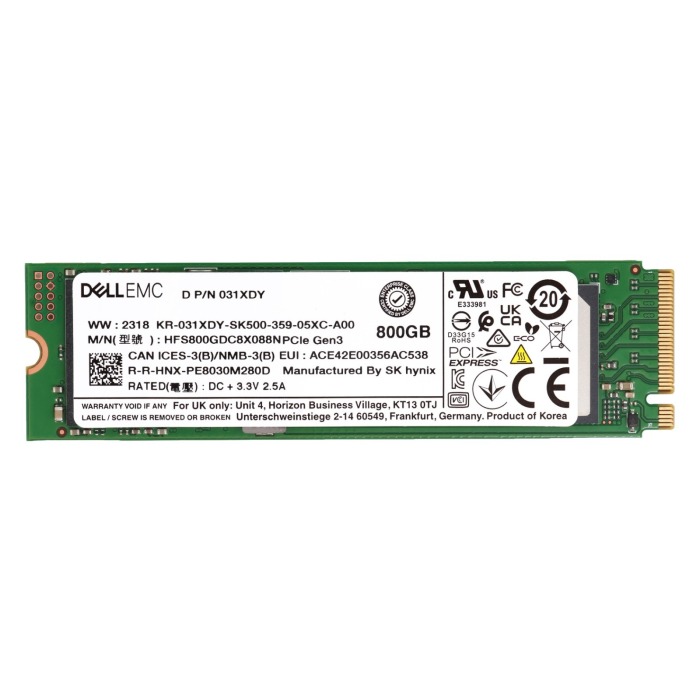 Dysk twardy Dell 800GB SSD NVMe PCIe 3.0x4 M.2 2280 3D TLC NAND MU 512e 31XDY