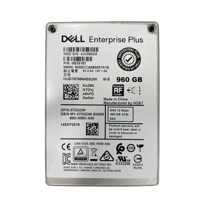 Dysk twardy Dell 960GB SSD SAS 12G 2.5" RI 7DGDM