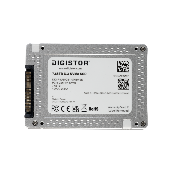 Dysk twardy Digistor 7.68TB SSD NVMe PCIe 4.0x4 U.3 2.5" TCG Opal 2.0 DIG-P4U30G31-07680