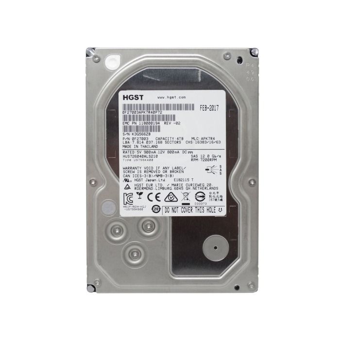 Dysk twardy EMC 4TB 7.2K HDD SAS 12G 3.5"  512n 128MB 118000194