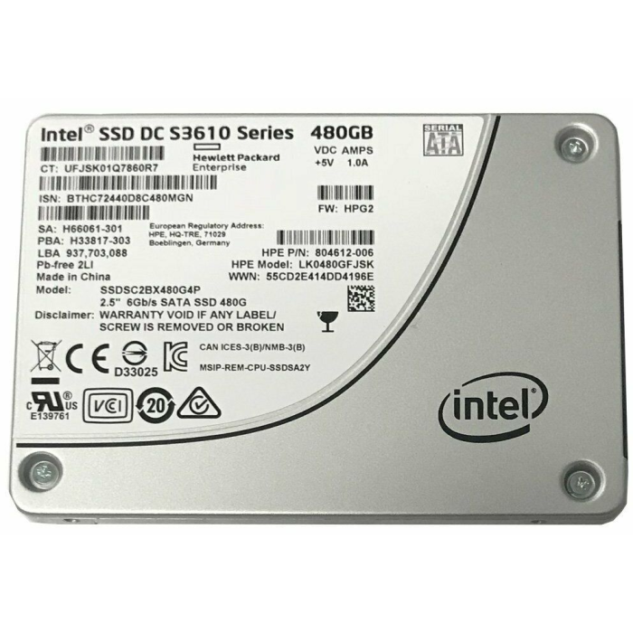 Dysk twardy HPE 480GB SSD SATA 6G 2.5" MLC MU 804612-006