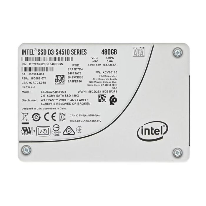 Dysk twardy Intel D3-S4510 480GB SSD SATA 6G 2.5" SSDSC2KB480G8
