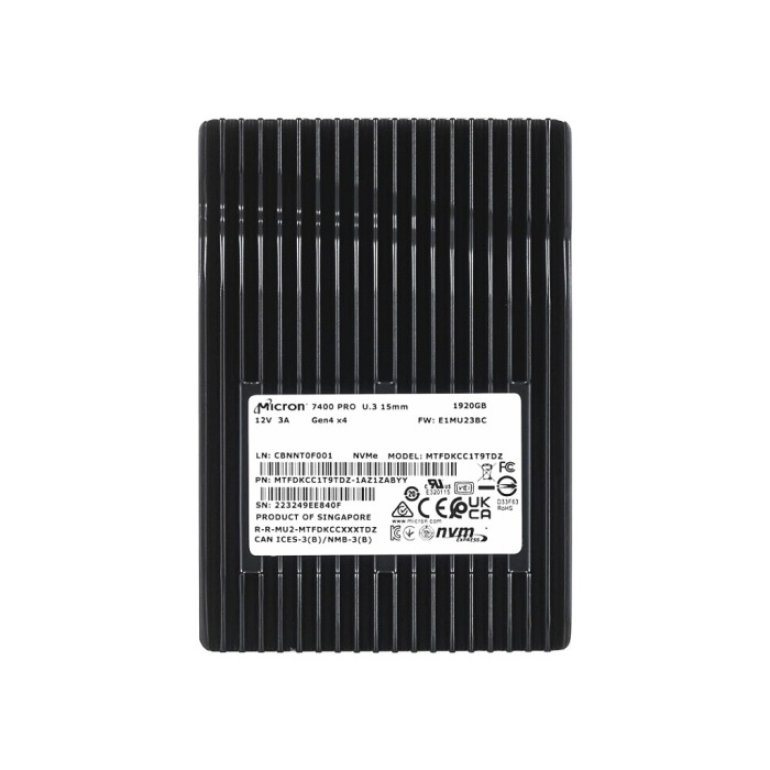 Dysk twardy Micron 7400 PRO 1.92TB NVMe PCIe 4.0 U.3 2.5" RI MTFDKCC1T9TDZ-1AZ1ZABYY