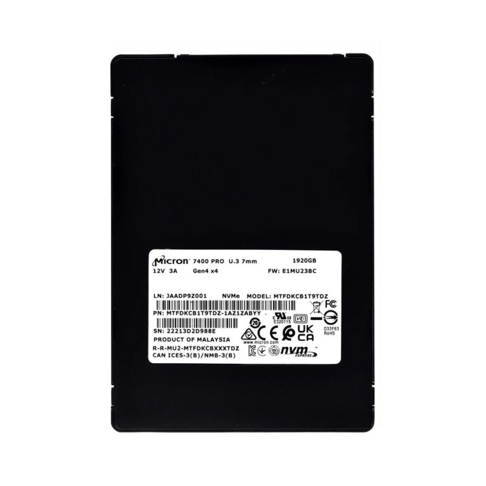 Dysk twardy Micron 7400 PRO 1.92TB SSD NVMe PCIe 4.0x4 U.3 MTFDKCB1T9TDZ-1AZ1ZABYY