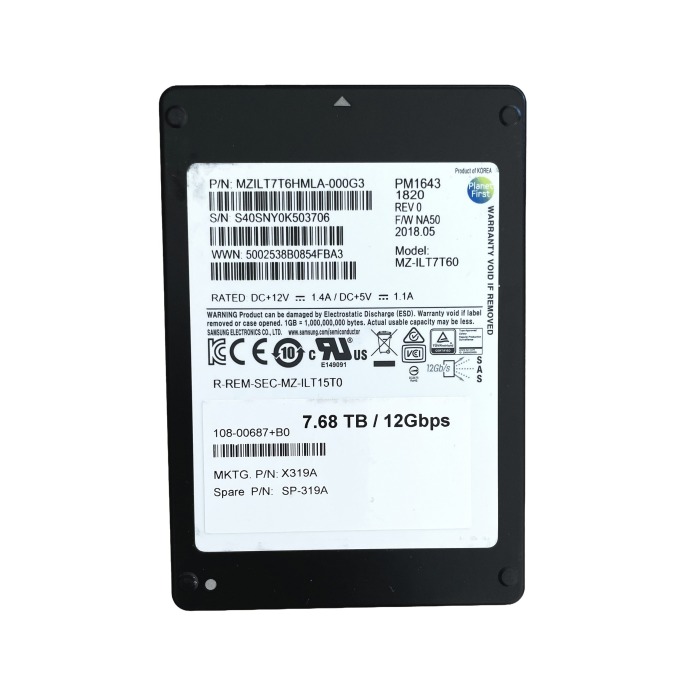 Dysk twardy Netapp 7.68TB SSD SAS 12G 2.5" TLC RI 108-00687