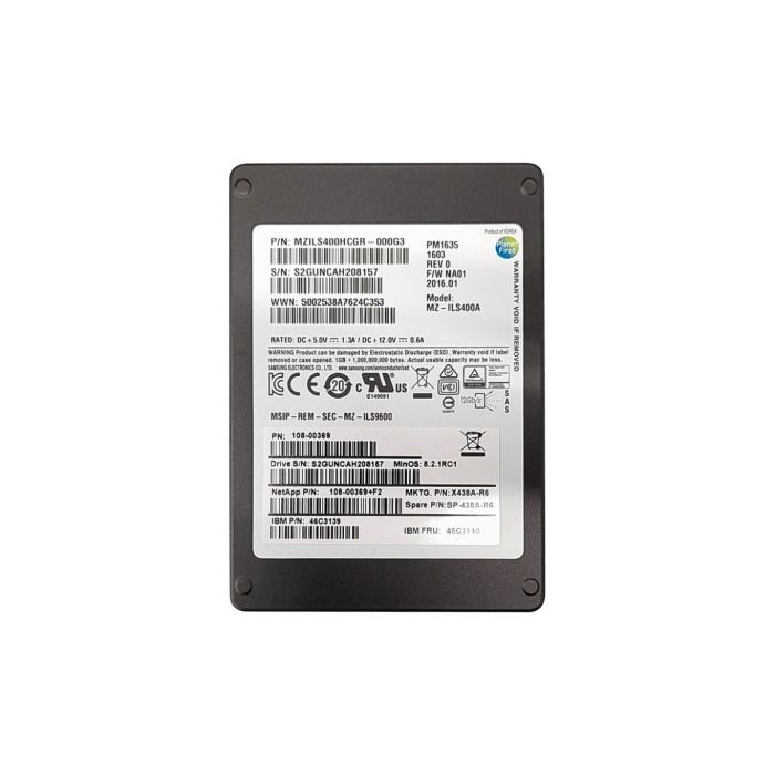 Dysk twardy Netapp Samsung 400GB SSD SAS 12G 2.5" MLC 108-00369
