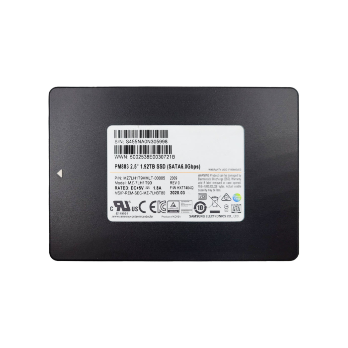 Dysk twardy Samsung 1.92TB SSD SATA 6G 2.5" TLC 512 E - Enterprise AES-256 MZ7LH1T9HMLT-00005