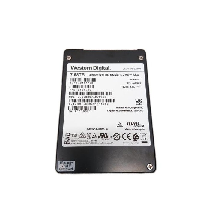 Dysk twardy WD 7.68TB SSD NVMe PCIe 3.0x4 U.2 2.5" TLC RI ISE 0TS1930