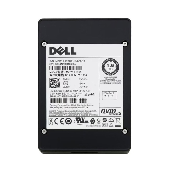 Hard drive Dell 1.6TB SSD PCIe NVMe PCIe 3.0x4 2.5" TLC MU JD6CH