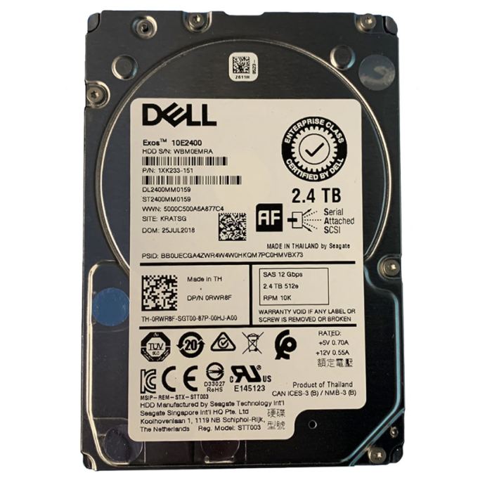 Hard drive Dell 2.4TB 10K HDD SAS 12G 2.5" MLC AES-256 512e 256MB RWR8F