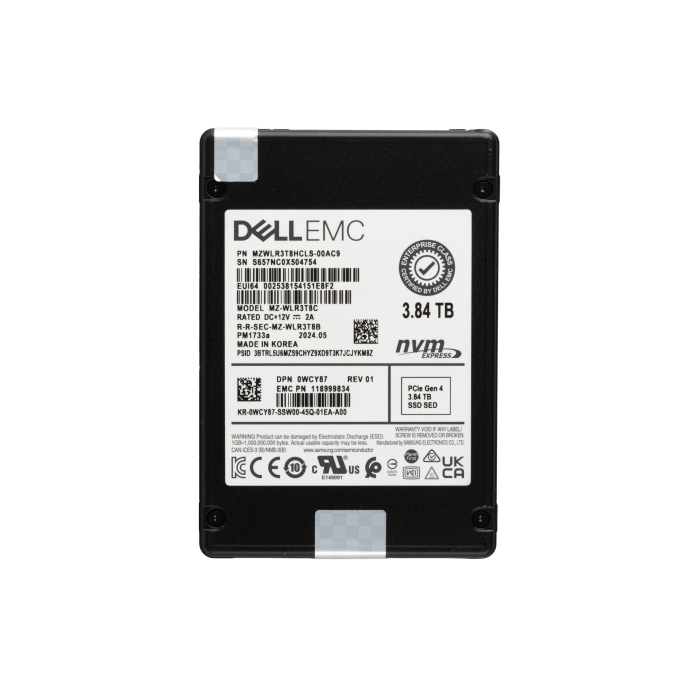 Hard drive Dell 3.84TB SSD NVMe PCIe 4.0x4 U.2 2.5" V-NAND TLC RI WCY87