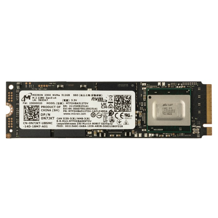 Hard drive Dell 512GB SSD NVMe PCIe 3.0x4 M.2 2280 TLC TCG Pyrite 2.0 N7JKT