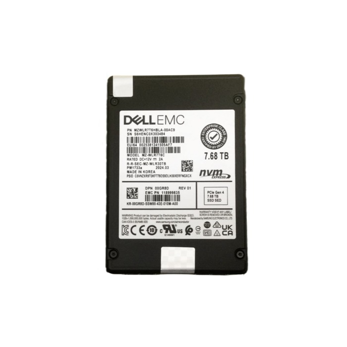 Hard drive Dell 7.68TB SSD NVMe PCIe 4.0x4 U.2 2.5" V-NAND TLC RI 0GR8D