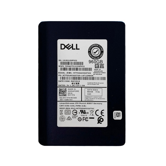 Hard drive Dell 960GB SSD SATA 6G 2.5" TLC MU AES-256 HY1F8