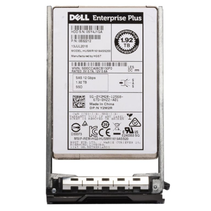 Hard Drive Dell Compellent 1.92TB SSD SAS 12G 2.5 MLC RI Y2M2R-CMP+