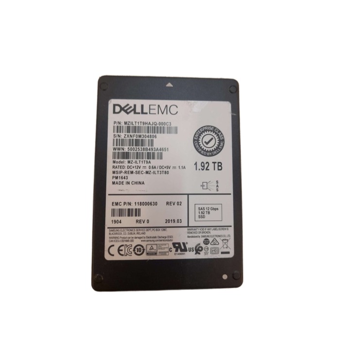 Hard drive EMC 1.92TB SSD SAS 12G 2.5" TLC RI AES-256 118000630