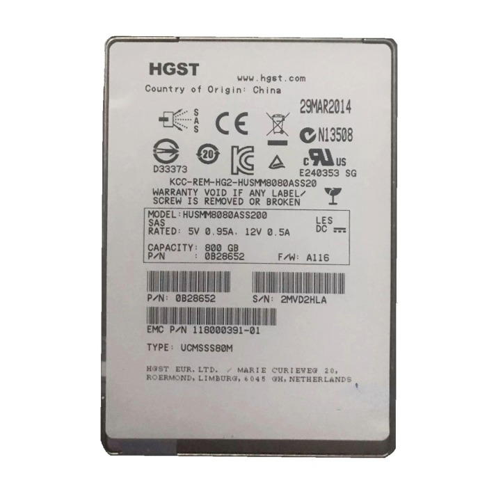 Hard drive EMC 800GB SSD SAS 12G 2.5" MLC WI 118000391-01