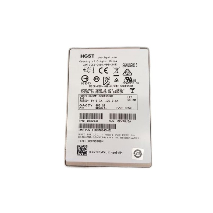 Hard drive EMC 800GB SSD SAS 12G 2.5" MLC WI SED 512b 118000045-01