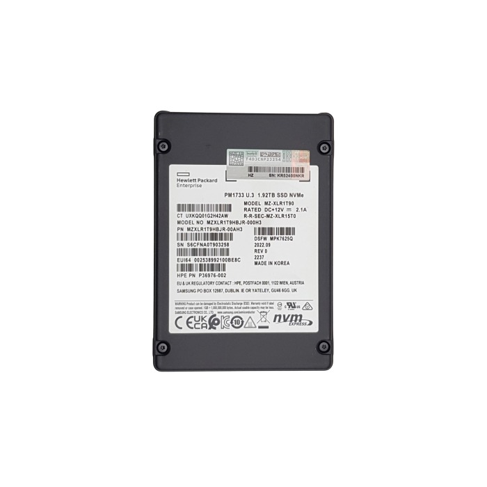Hard drive HPE 1.92TB SSD NVMe PCIe 4.0x4 U.3 2.5" RI P36976-002