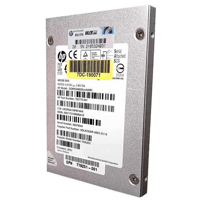 Hard drive HPE 480GB SSD SAS 6G 2.5" MLC 762770-001