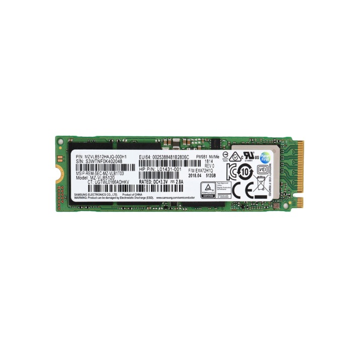 Hard drive HPE 512GB SSD NVMe PCIe 3.0x4 M.2 2280 MLC L01431-001