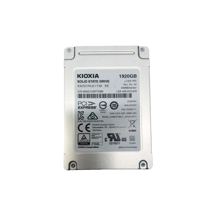 Hard drive Kioxia 1.92TB SSD NVMe PCIe 3.0x4 U.2 2.5" 3D TLC RI KXD51RUE1T92
