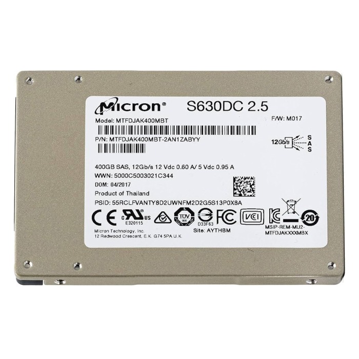 Hard drive Micron 400GB SSD SAS 12G 2.5" MLC MTFDJAK400MBT-2AN1ZABYY