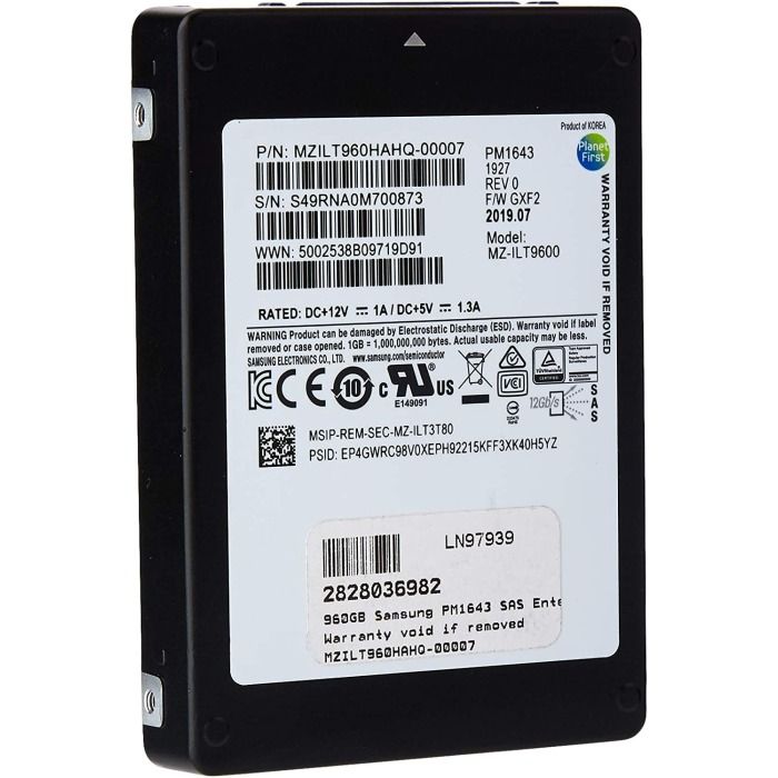 Hard drive Samsung 960GB SSD SAS 12G 2.5" TLC RI MZILT960HAHQ-00007