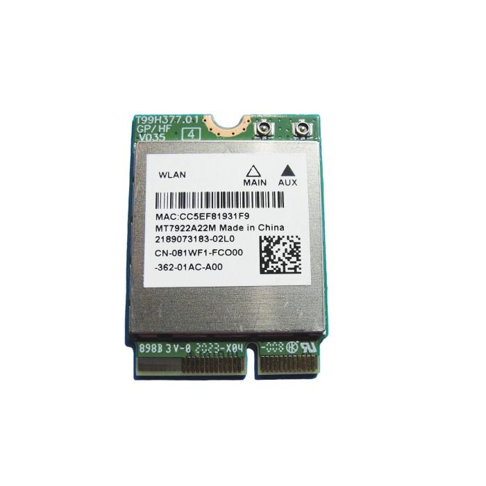 Karta sieciowa Dell Realtek MT7922A22M M.2 2230 Wi-Fi 6 (802.11ax) Bluetooth 5.2 81WF1