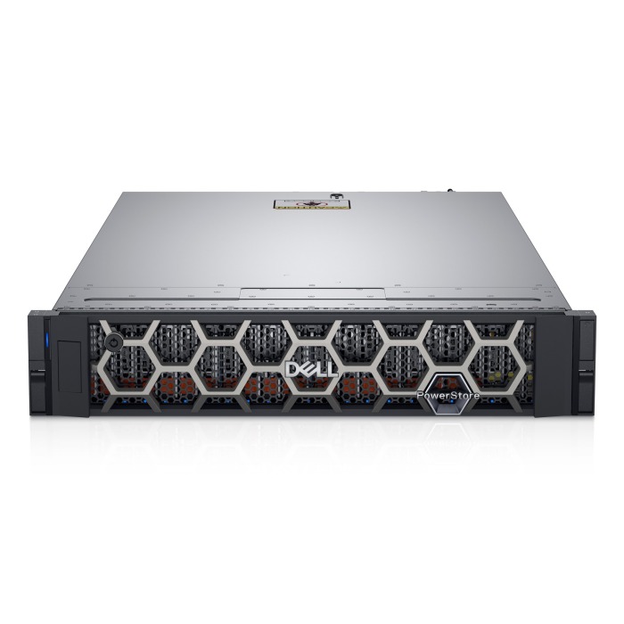Macierz Dell EMC PowerStore 5200T 25x2.5" z 2xNode, 2x moduł 4x10/25GbE SFP28, 4x8GB Cache SSD, 10x1.92TB SSD NVMe 2.5", 2xPSU, maskownica