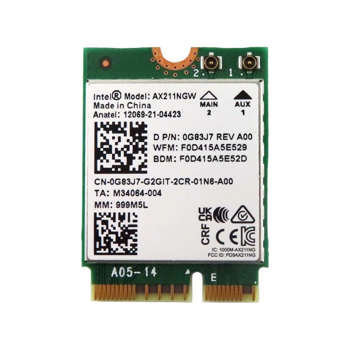 Network interface card Intel AX211 Wi-Fi 6E (802.11ax) M.2 2230 for Dell Precision T3660 G83J7