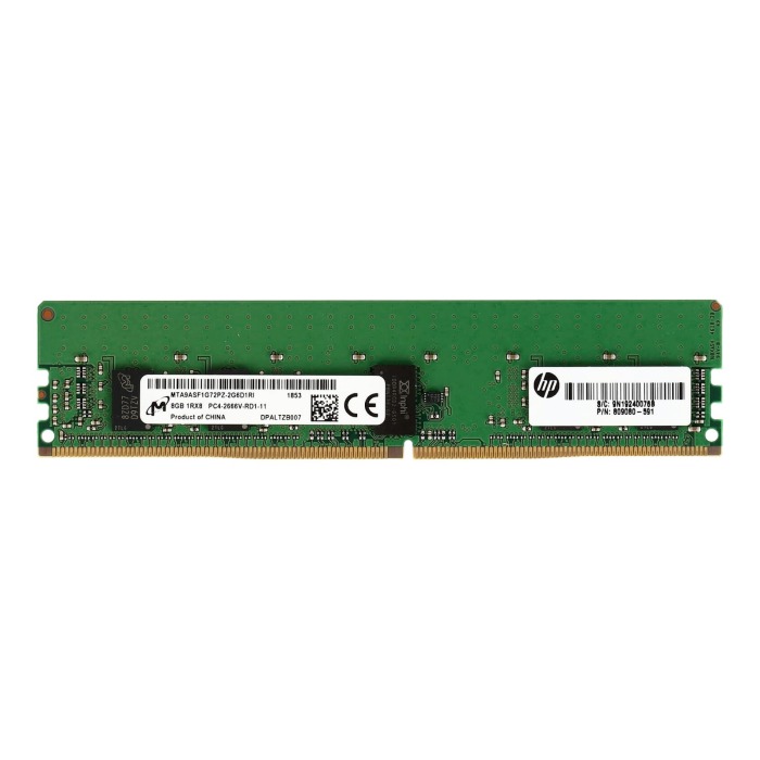 Pamięć RAM HP 8GB 1Rx8 PC4-21300 DDR4 RDIMM 2666MHz 809080-591