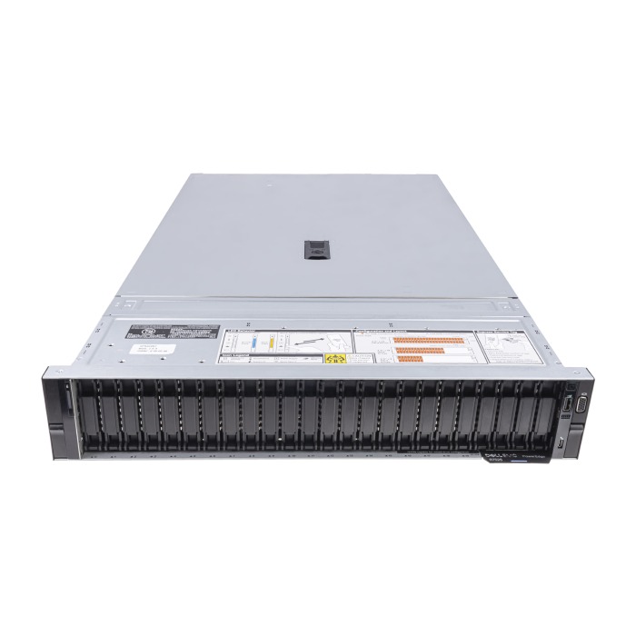 Server Dell PowerEdge R7525 24x2.5" mit 1x EPYC 7702P, 256GB RAM-Speicher, 2x 480GB SSD SATA 2.5", 2x10/25GbE SFP28, 2x Netzteil 800W, Montageschienen, Abdeckung, iDRAC9 Enterprise