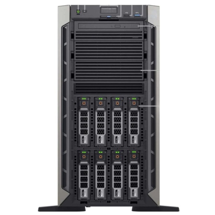 Server Dell PowerEdge T440 8x3.5" with 2x Gold 6134, 192GB RAM, HBA330, BOSS-S1 card with 2x240GB SSD SATA M.2, 3x 960GB SSD SATA 2.5", 2x10GbE BASE-T, 2xPSU, bezel, iDRAC 9 Enterprise